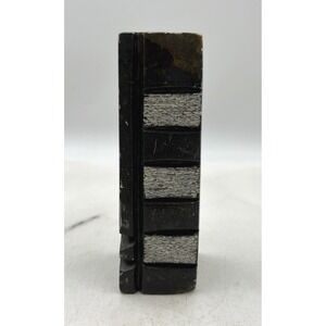 Vintage Black Grey Marble Sculpture Heavy Stake 6" Unique Art Home Decorative